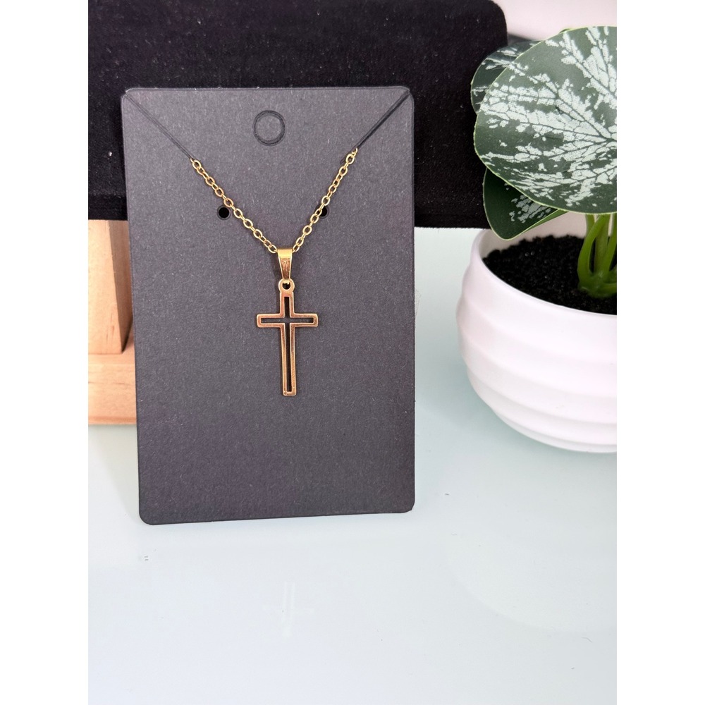 Cross‎ Pendant Necklace Unisex OS New Cutout Minimalist Faith